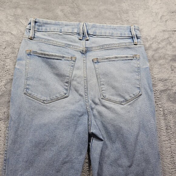 Good American Jeans Womens 8/29 Blue Curve Straight Stretch High Rise Destroyed - Picture 4 of 11